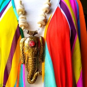 ✨️Handcrafted Brass & Coral Elephant🐘 Statement Piece